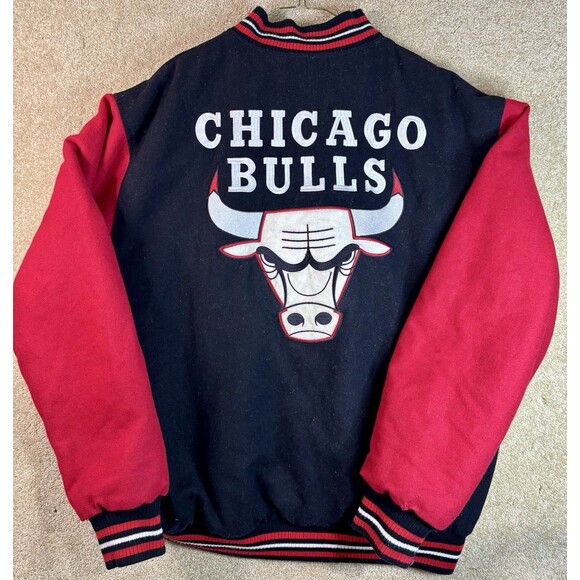 Vintage CHICAGO BULLS  2XL Reversible Red / Black Snap Up NBA JH Design Jacket - Picture 4 of 14